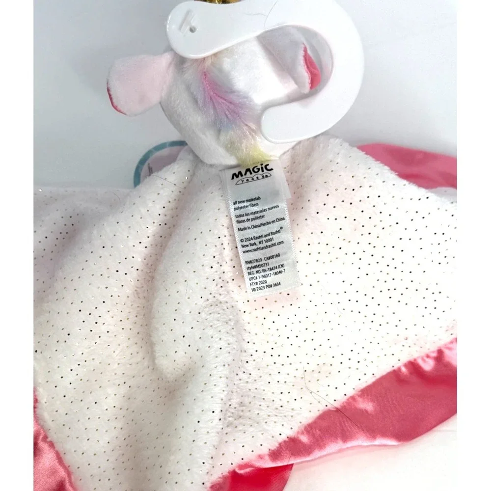 NEW Magic Years MAGIC Believe Rainbow Unicorn Pink Satin‎ Lovey